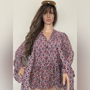 William Rast Pink Multi Floral Button-Front Blouse